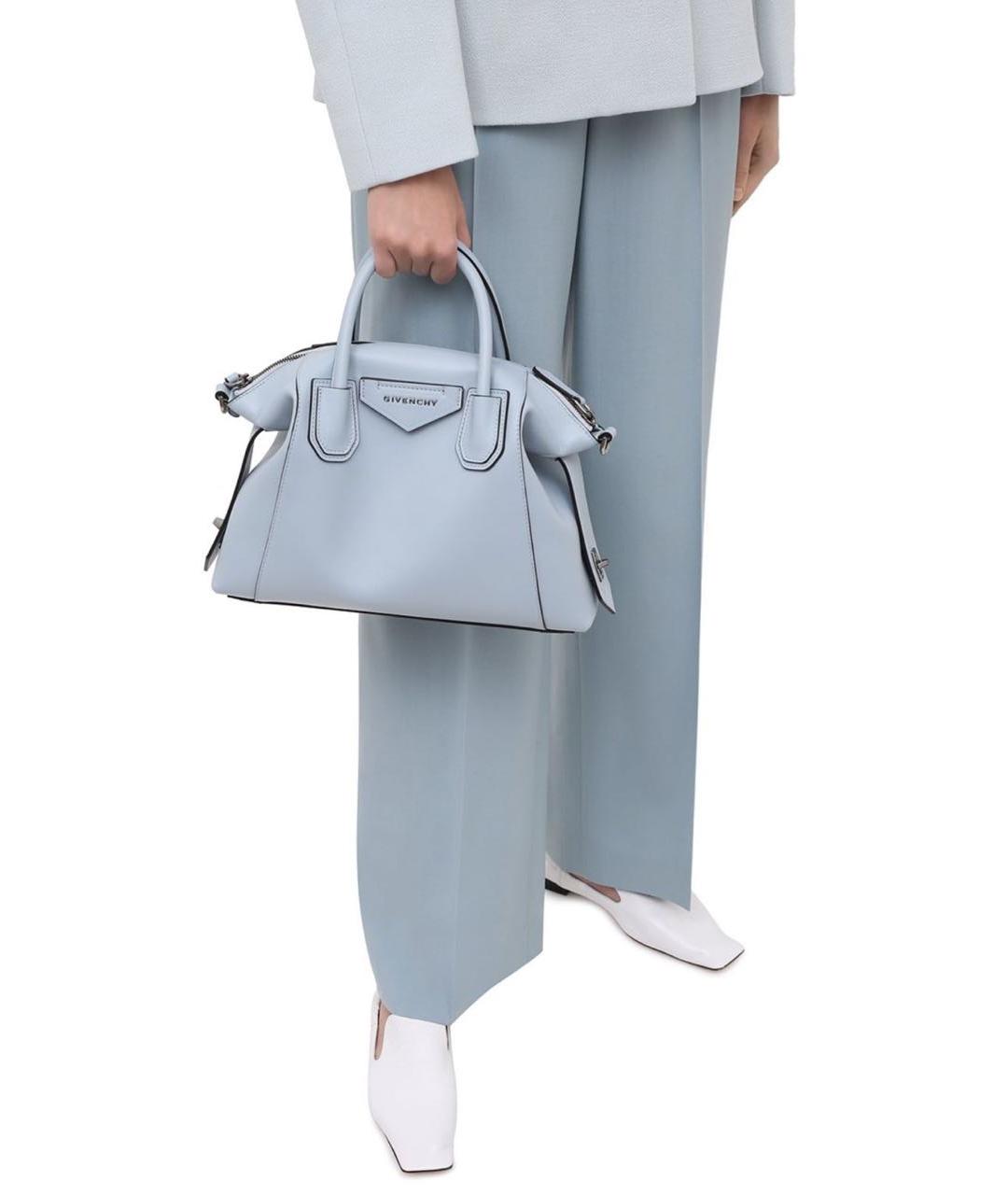 GIVENCHY Голубая кожаная сумка с короткими ручками, фото 6