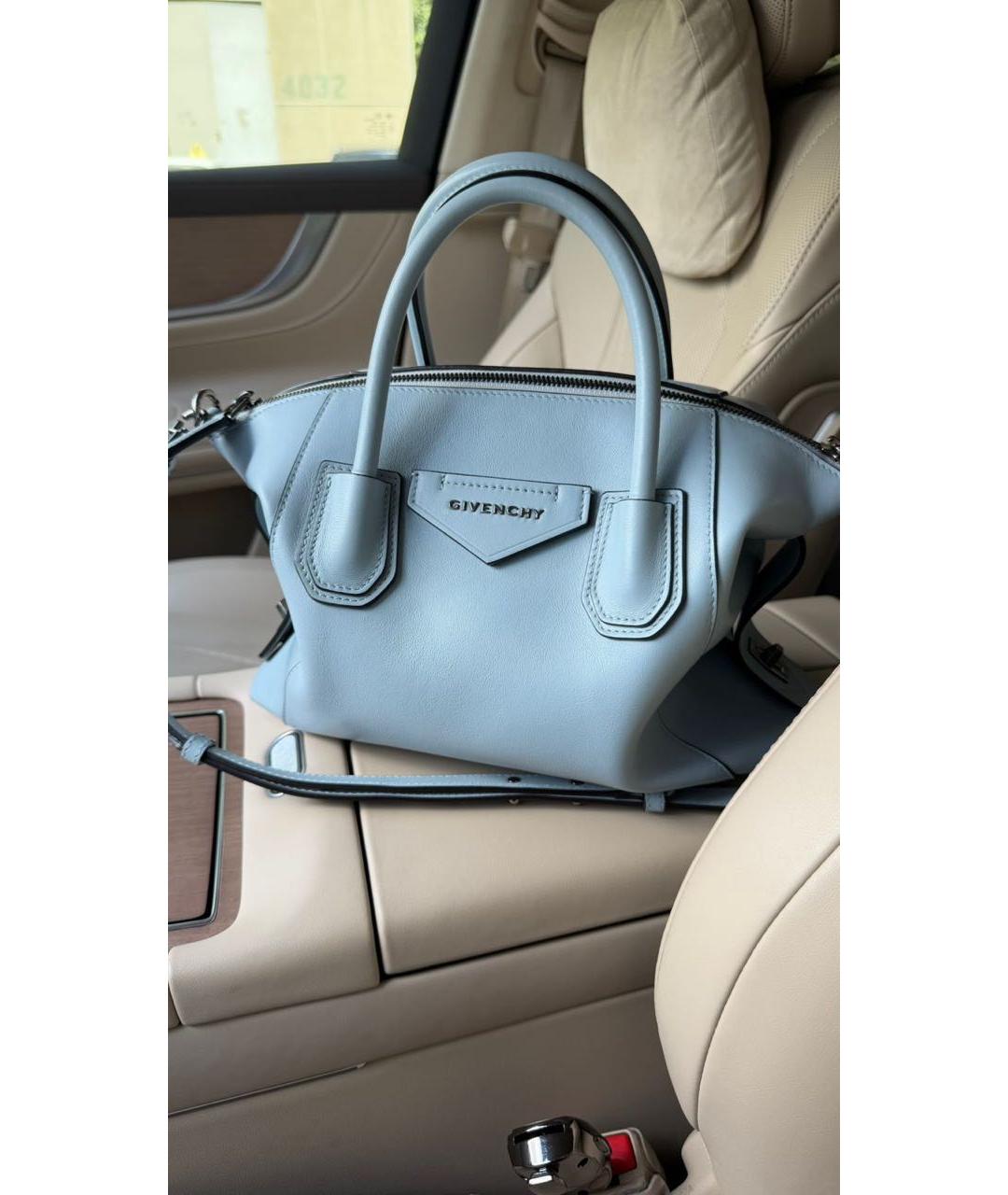 GIVENCHY Голубая кожаная сумка с короткими ручками, фото 4