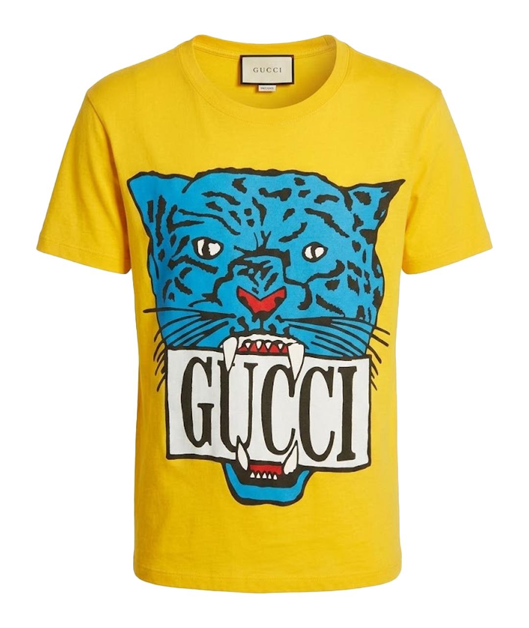 GUCCI Желтая хлопковая футболка, фото 1