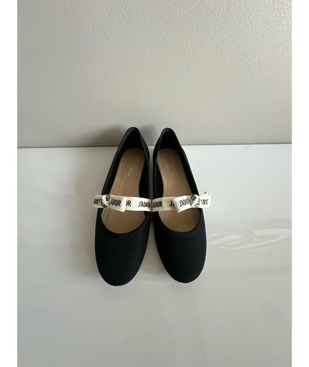 CHRISTIAN DIOR Черные текстильные балетки, фото 2