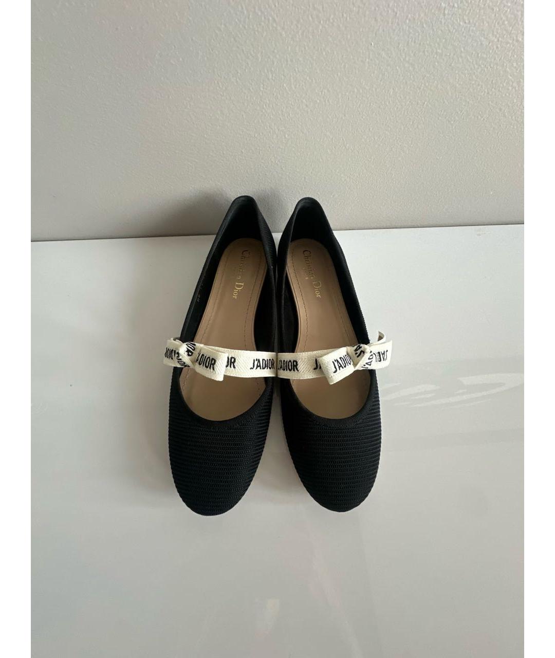 CHRISTIAN DIOR Черные текстильные балетки, фото 6