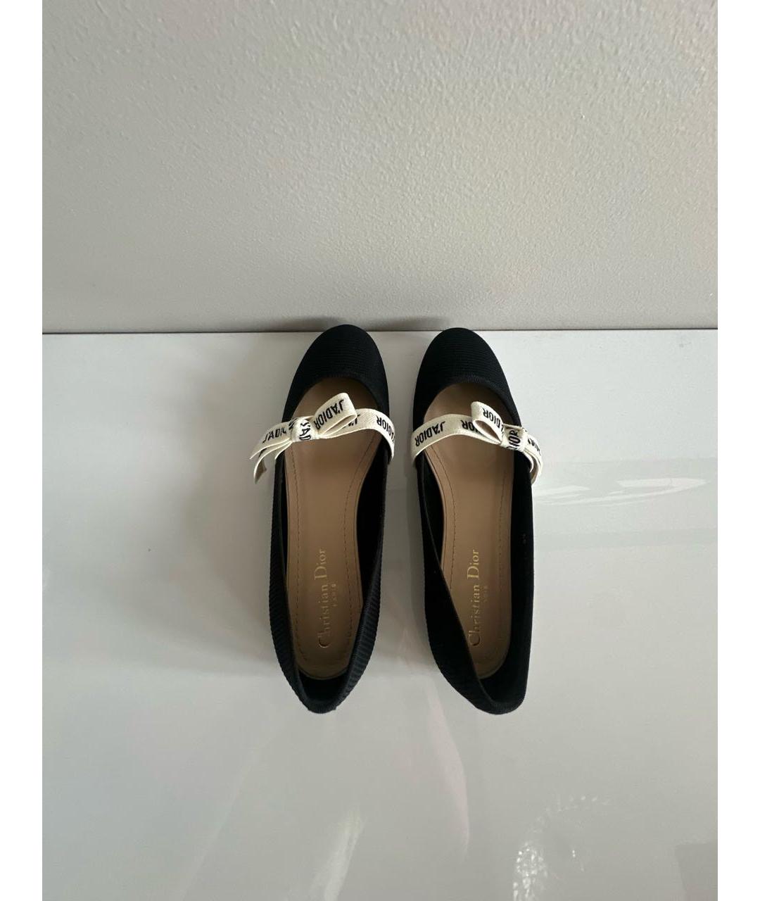 CHRISTIAN DIOR Черные текстильные балетки, фото 3