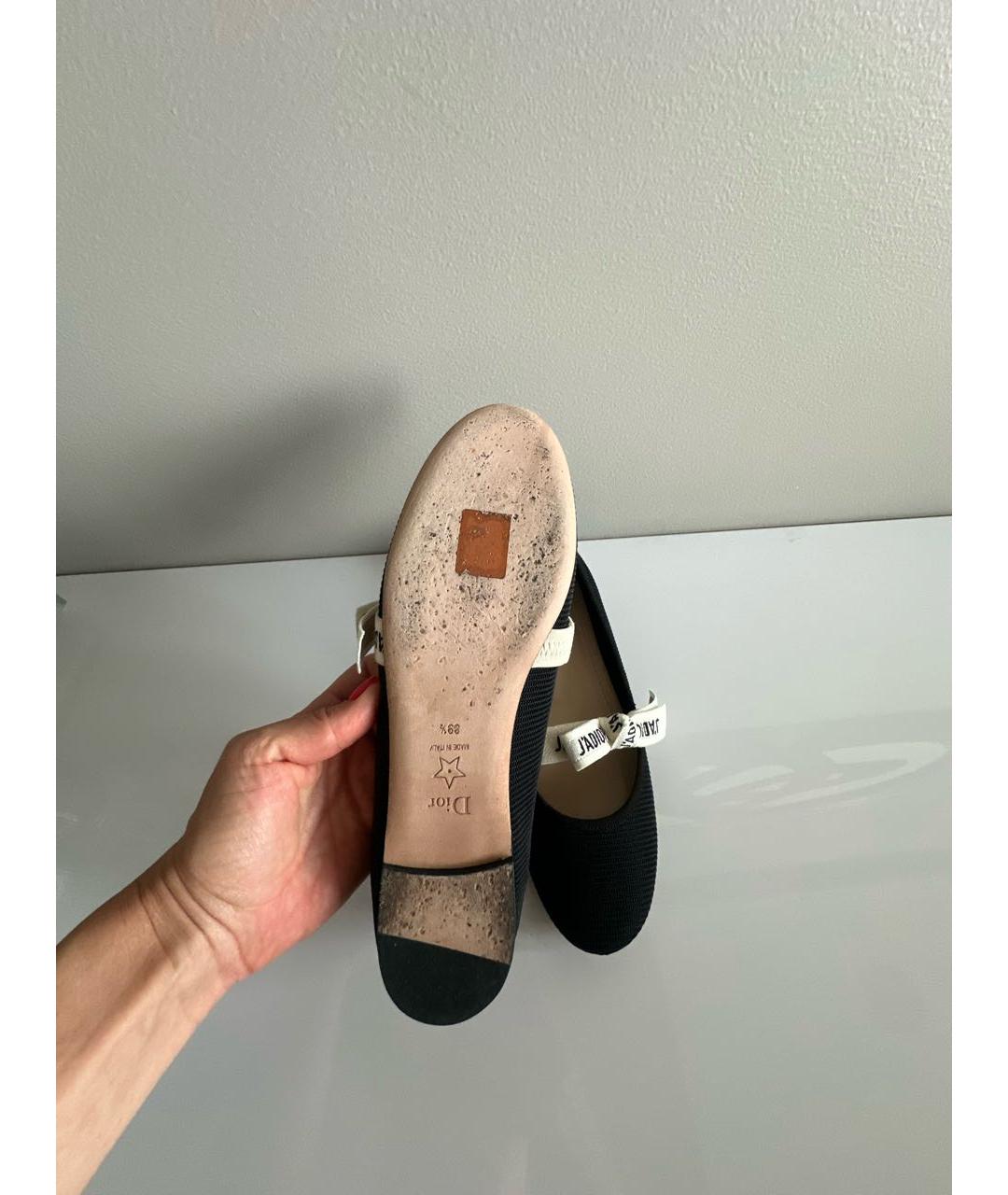 CHRISTIAN DIOR Черные текстильные балетки, фото 7