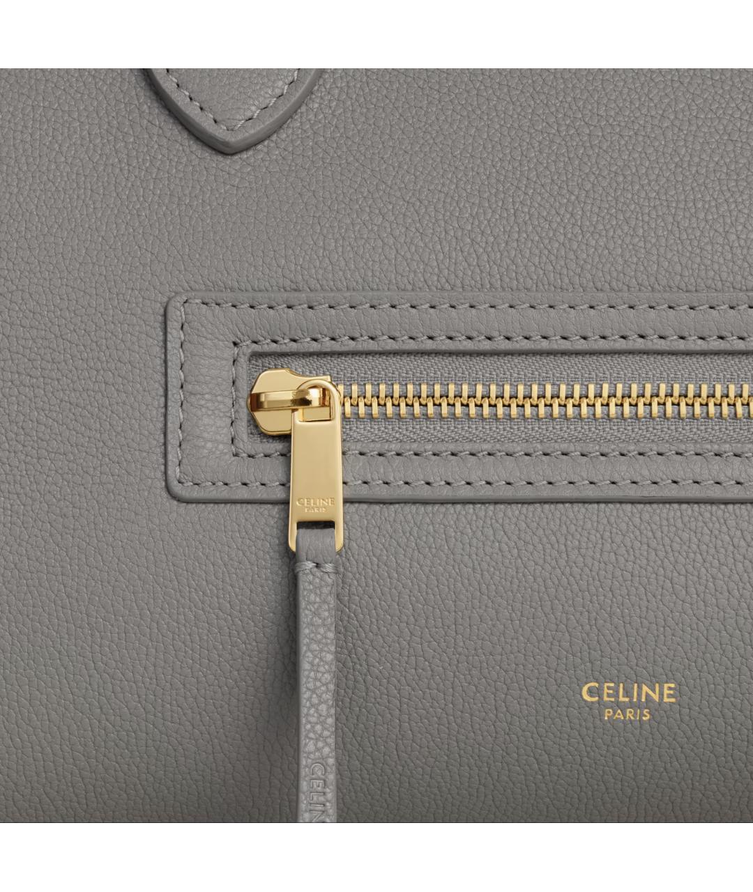 CELINE Серая кожаная сумка тоут, фото 4