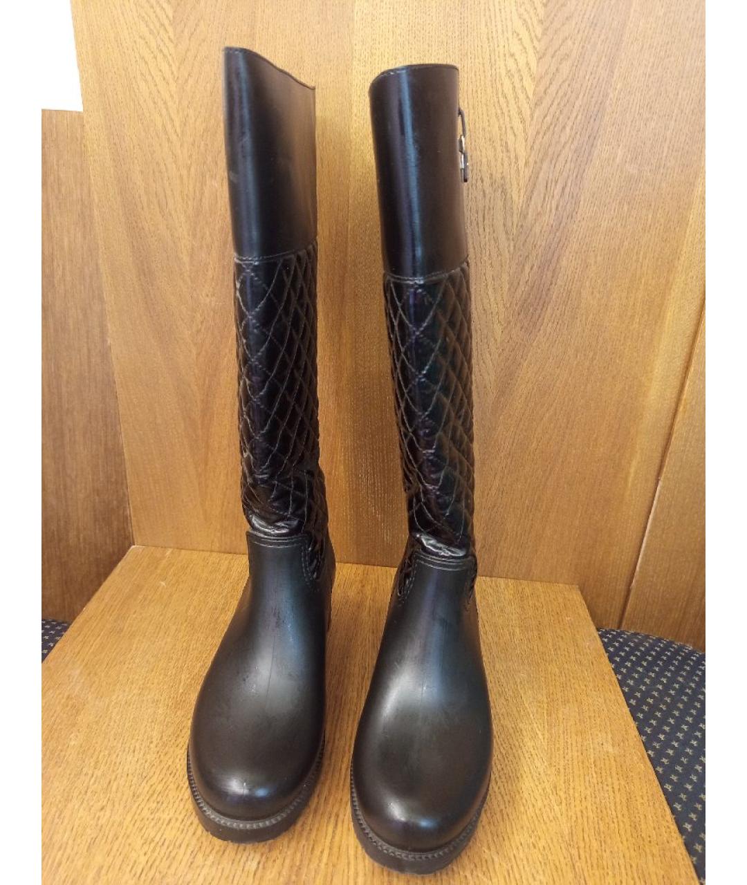 FERRAGAMO Черные кожаные сапоги, фото 2