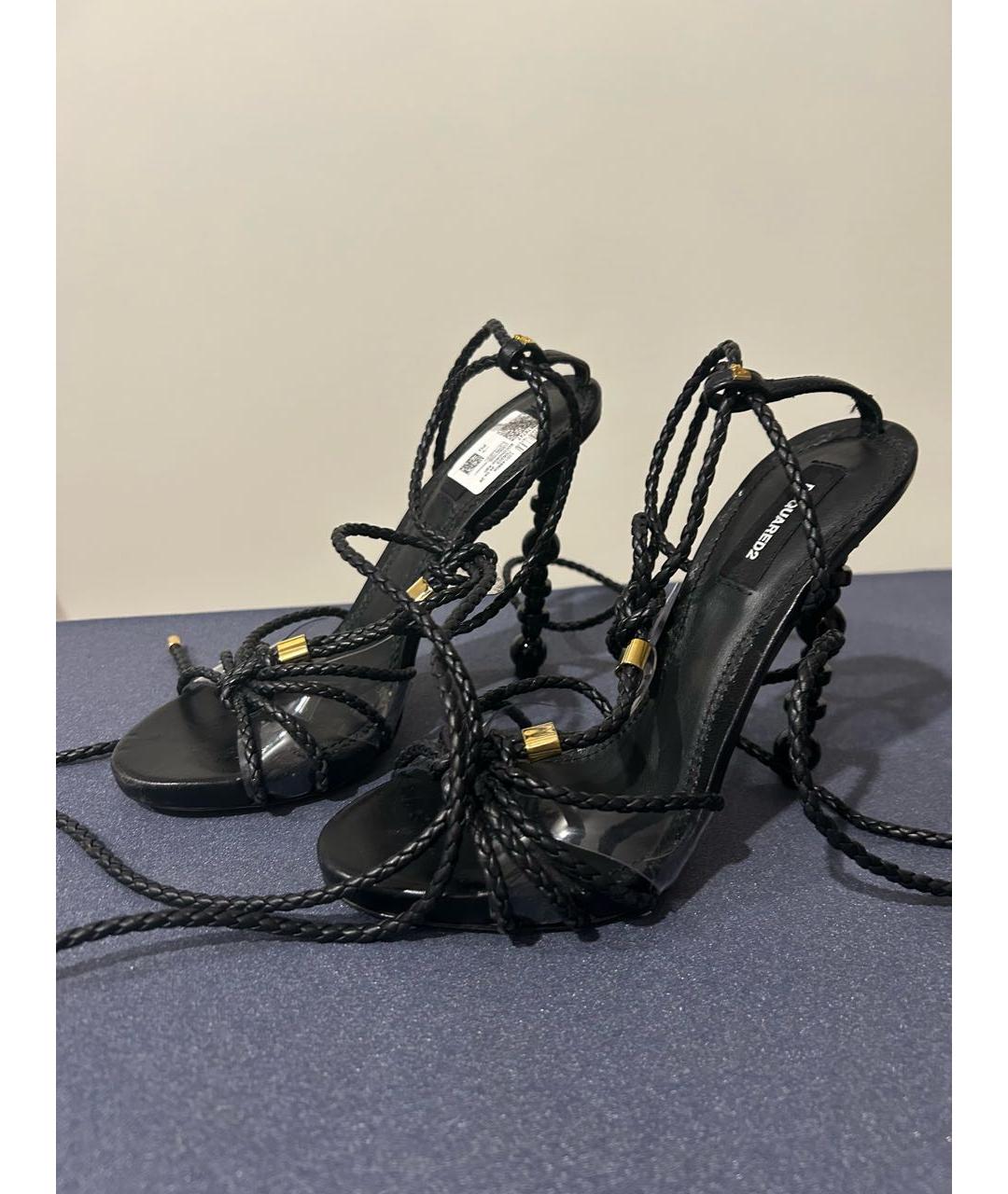 DSQUARED2 Черные кожаные босоножки, фото 2