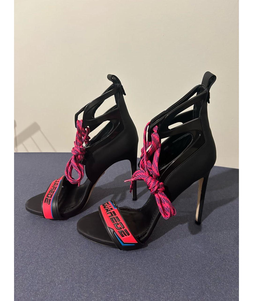 DSQUARED2 Черные кожаные босоножки, фото 4