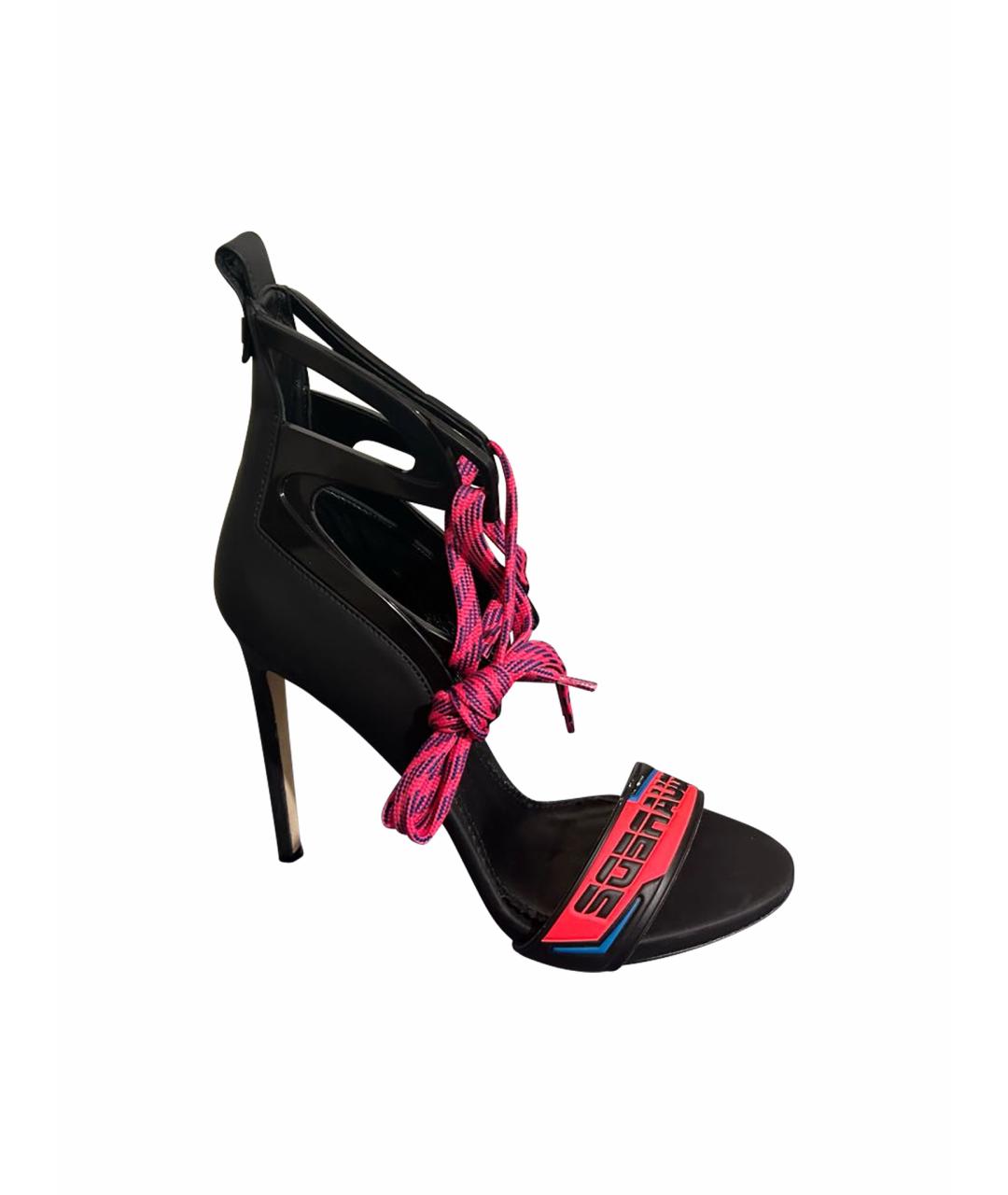 DSQUARED2 Черные кожаные босоножки, фото 1