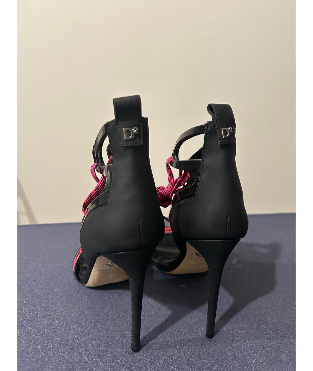 DSQUARED2 Черные кожаные босоножки, фото 3