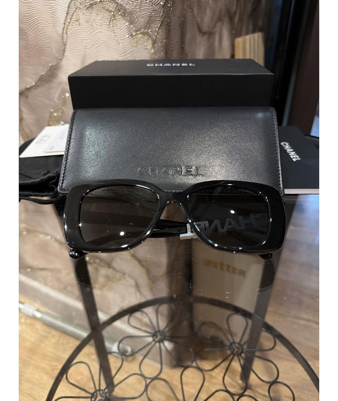 CHANEL Черные пластиковые солнцезащитные очки, фото 3