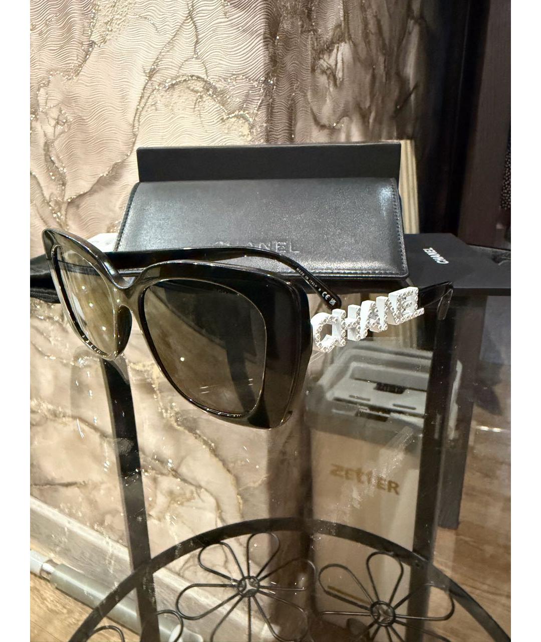 CHANEL Черные пластиковые солнцезащитные очки, фото 2