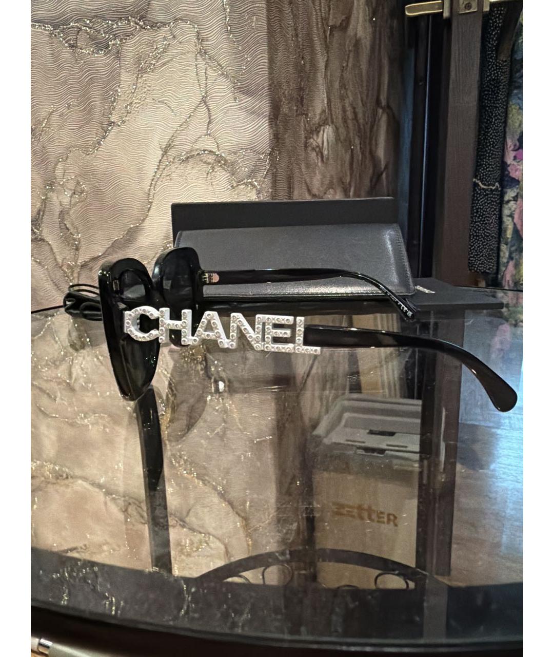 CHANEL Черные пластиковые солнцезащитные очки, фото 4