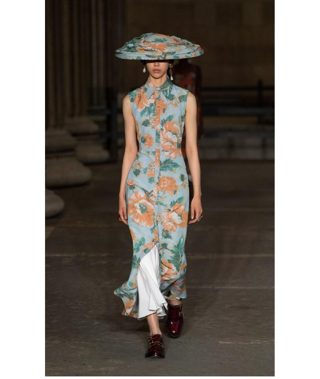 ERDEM Бирюзовое хлопковое повседневное платье, фото 4