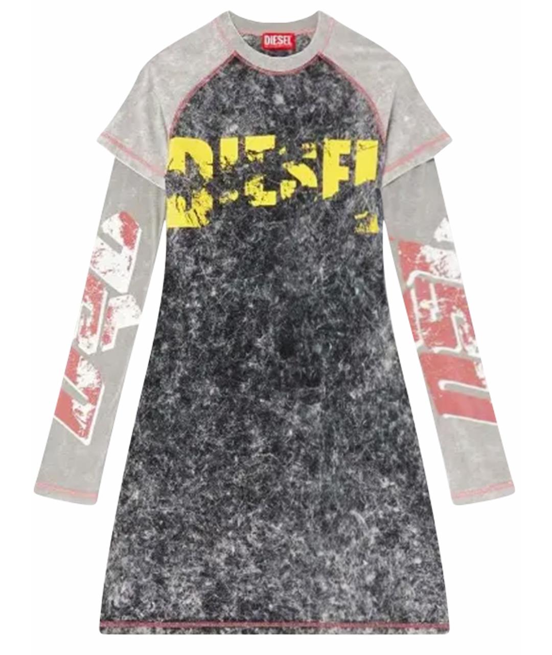 DIESEL Серое хлопковое повседневное платье, фото 1