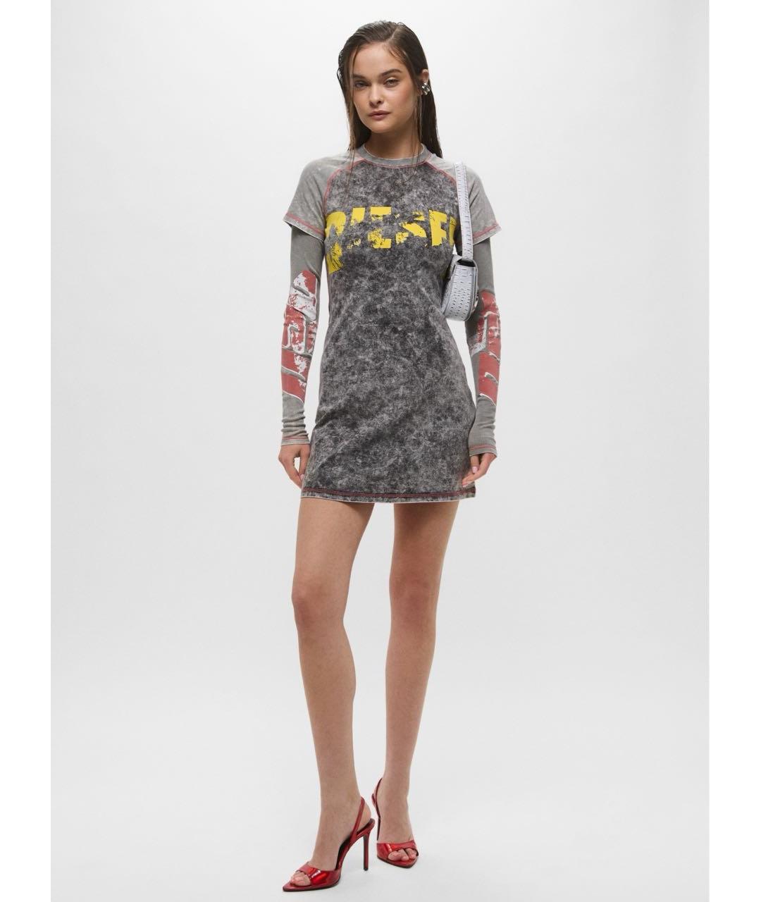 DIESEL Серое хлопковое повседневное платье, фото 8