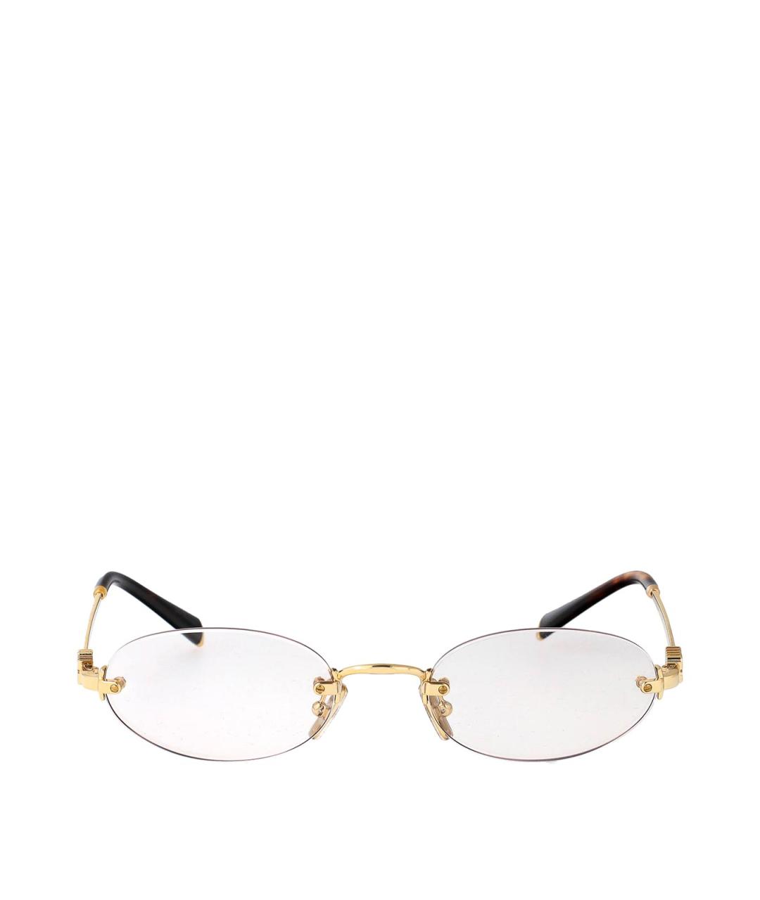 MIU MIU Золотые металлические солнцезащитные очки, фото 2