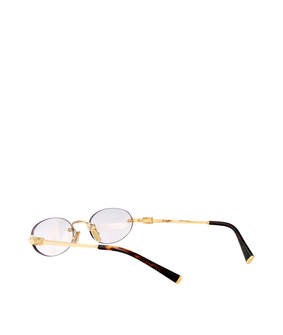 MIU MIU Золотые металлические солнцезащитные очки, фото 4