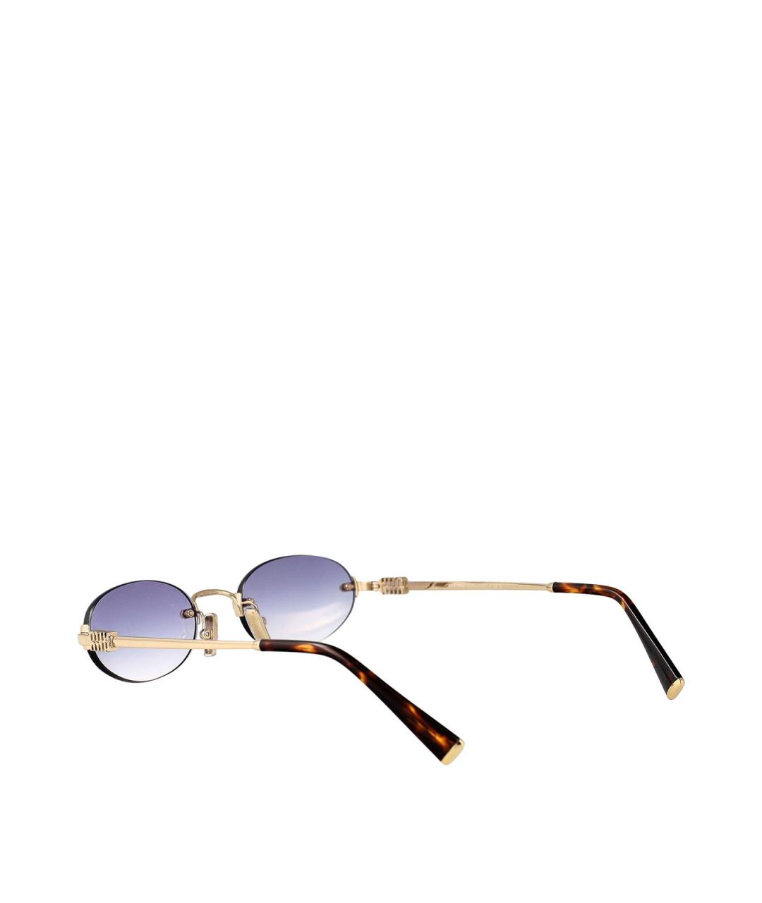 MIU MIU Золотые металлические солнцезащитные очки, фото 4