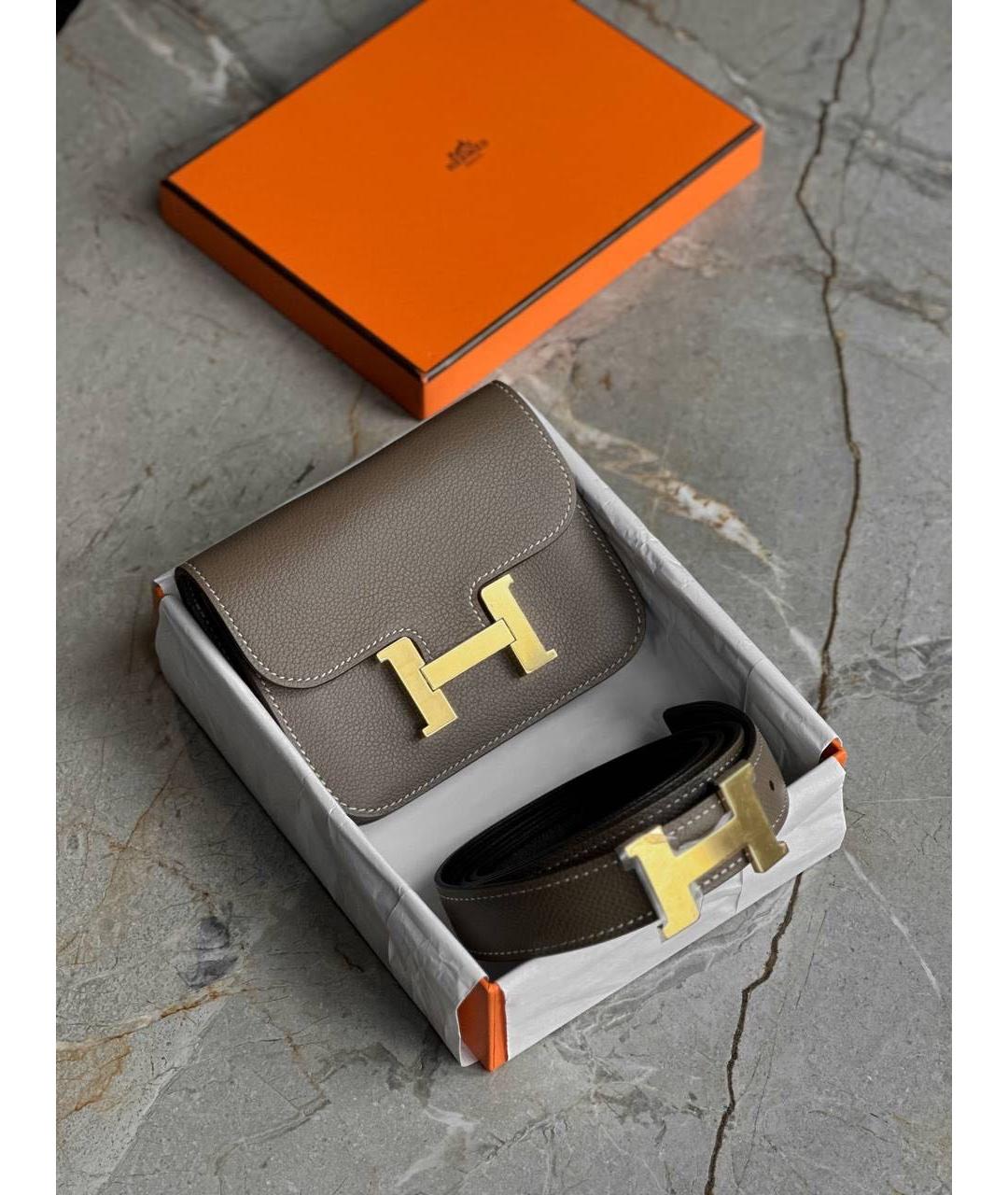 HERMES Бежевая кожаная поясная сумка, фото 6