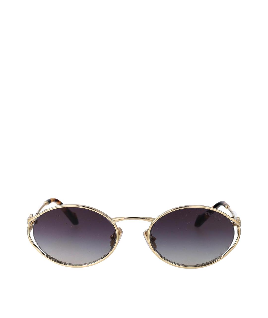 MIU MIU Золотые металлические солнцезащитные очки, фото 2