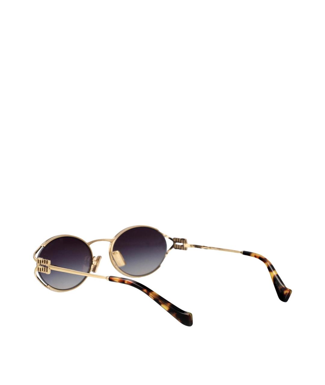 MIU MIU Золотые металлические солнцезащитные очки, фото 4