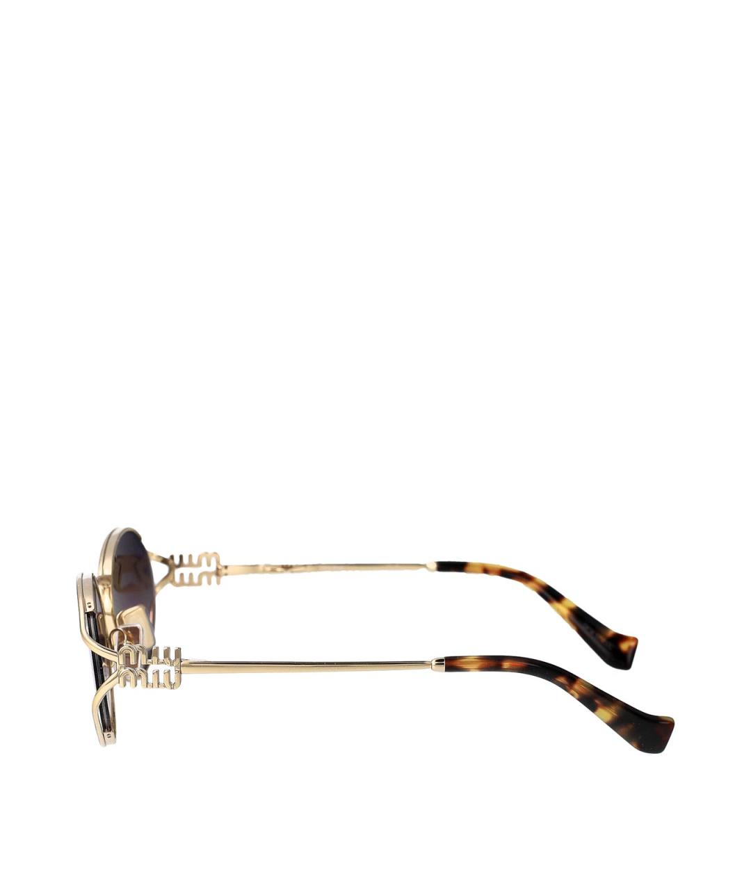 MIU MIU Золотые металлические солнцезащитные очки, фото 3