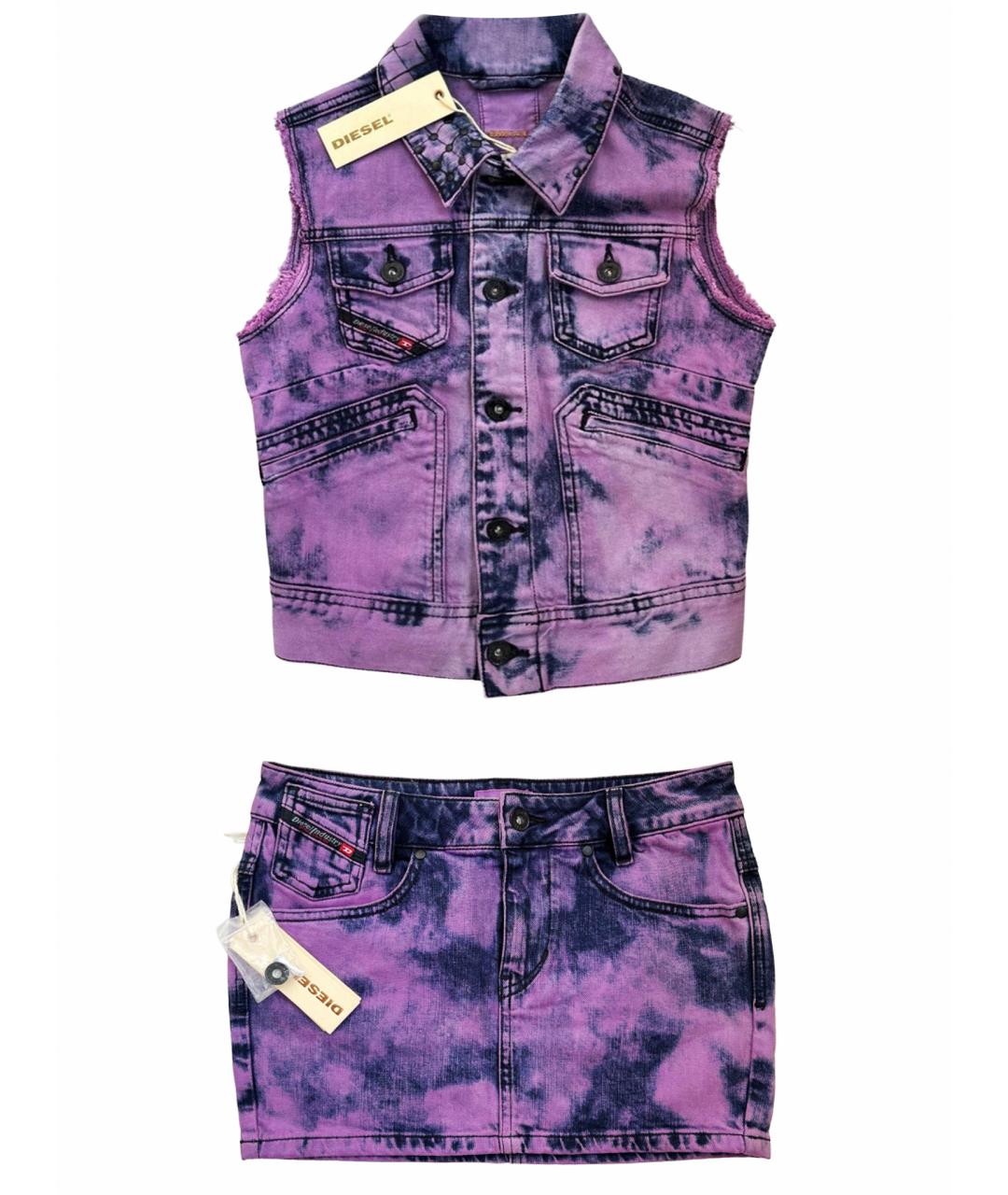 DIESEL Фиолетовый деним костюм с юбками, фото 1