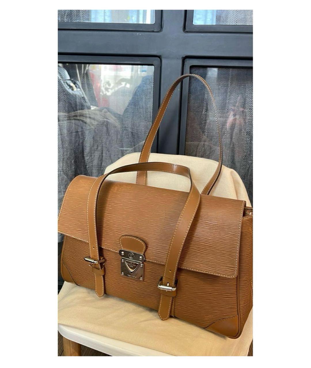 LOUIS VUITTON Бежевая кожаная сумка с короткими ручками, фото 2