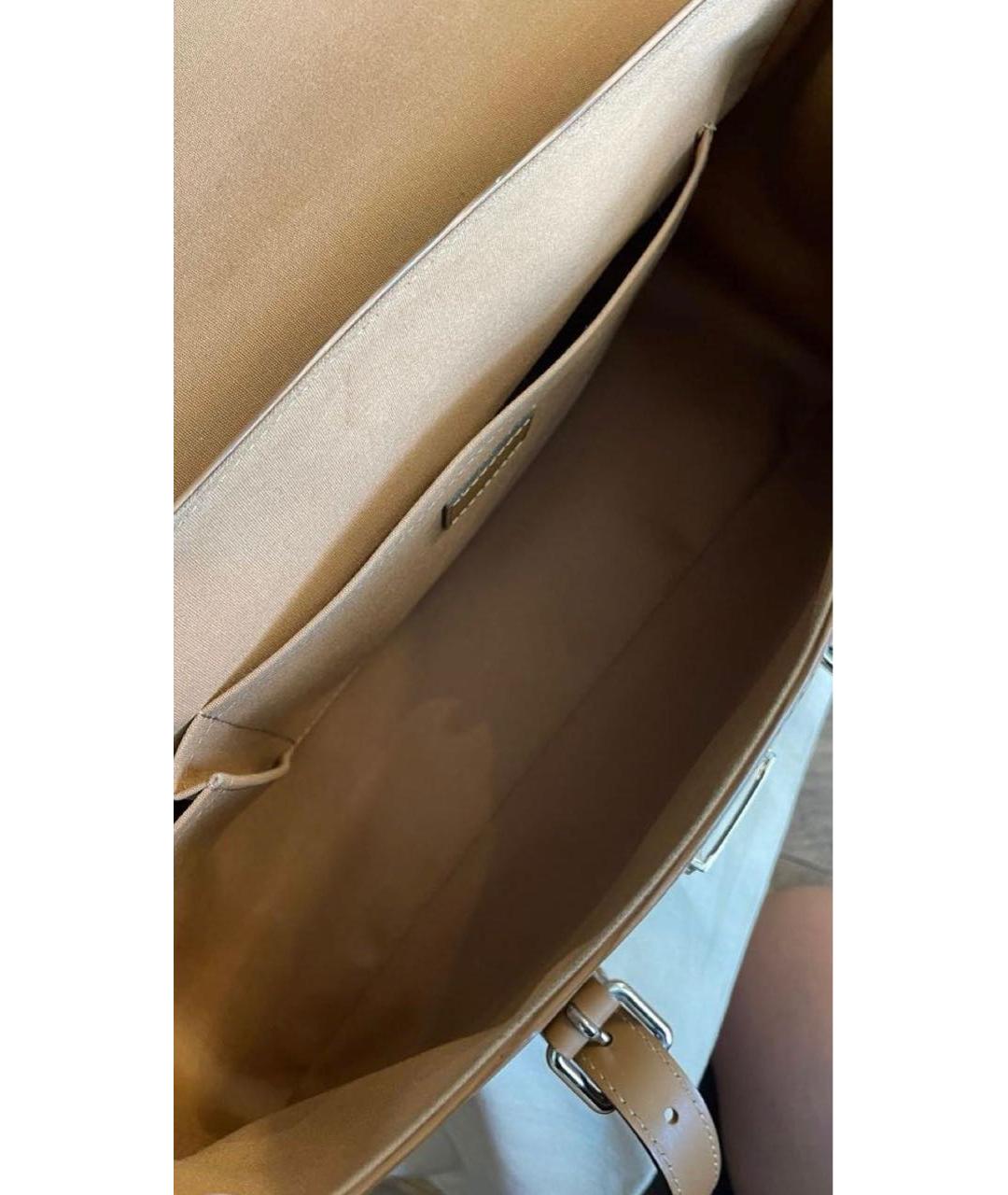 LOUIS VUITTON Бежевая кожаная сумка с короткими ручками, фото 4