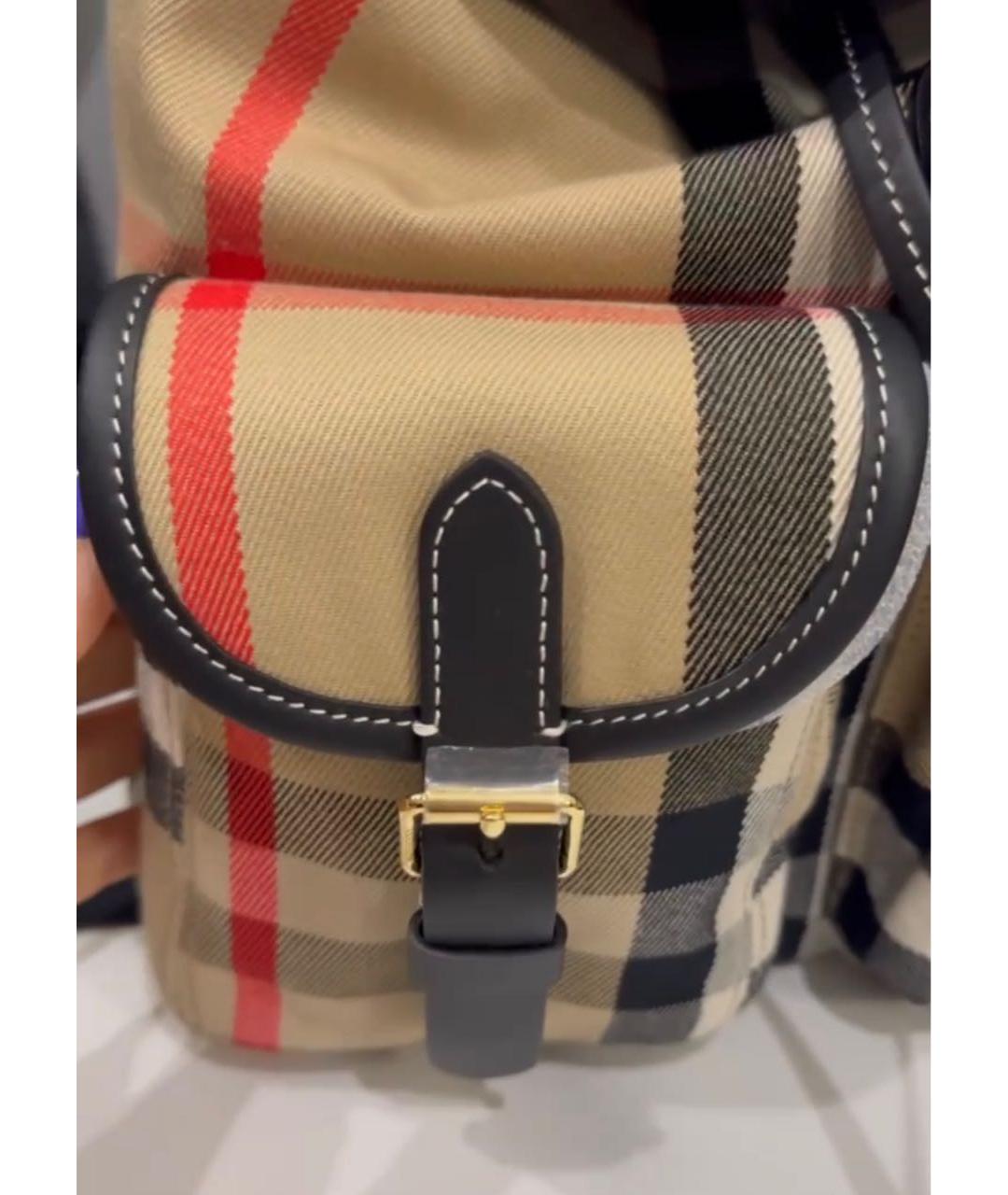 BURBERRY Бежевый тканевый рюкзак, фото 4