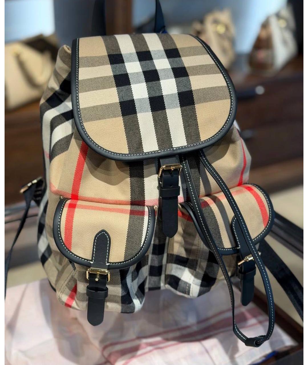 BURBERRY Бежевый тканевый рюкзак, фото 7