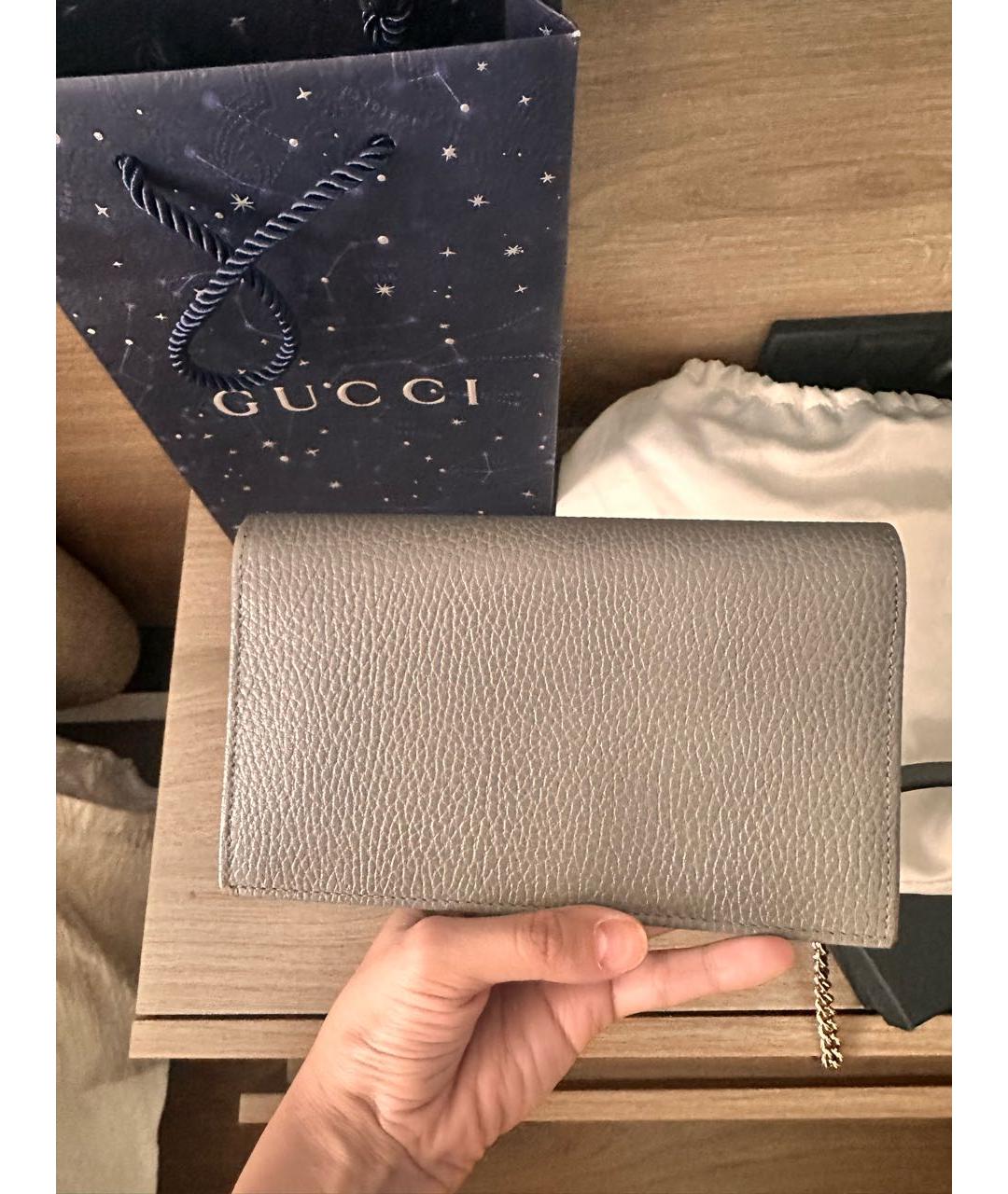 GUCCI Серая кожаная сумка через плечо, фото 3