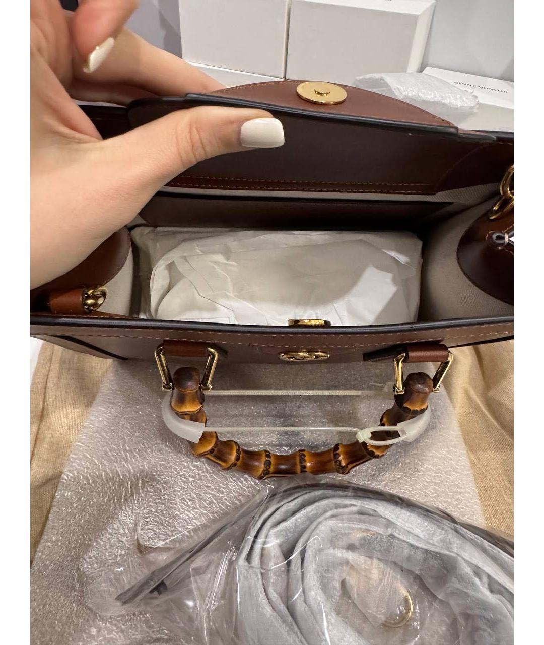 GUCCI Коричневая кожаная сумка тоут, фото 3