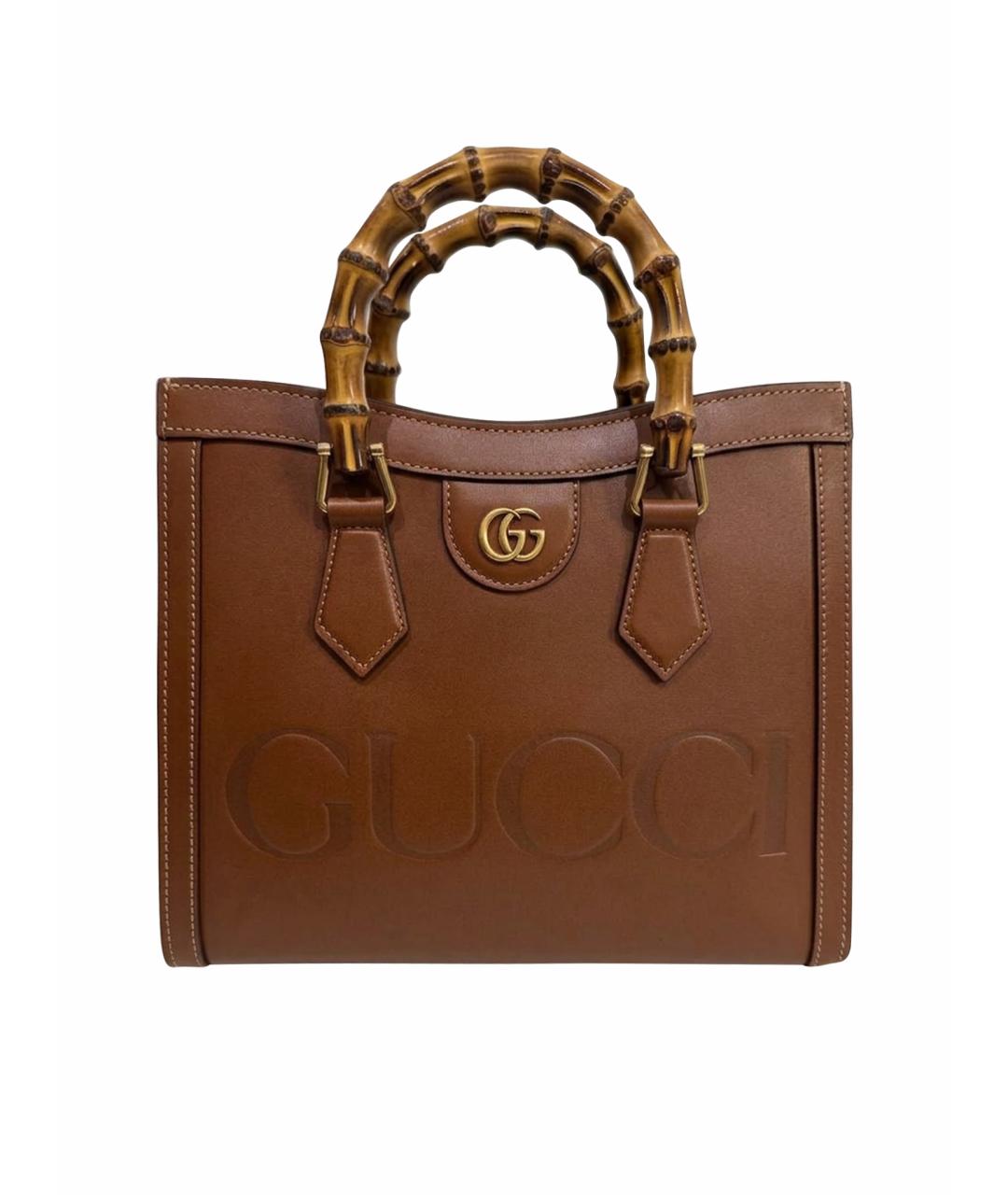 GUCCI Коричневая кожаная сумка тоут, фото 1