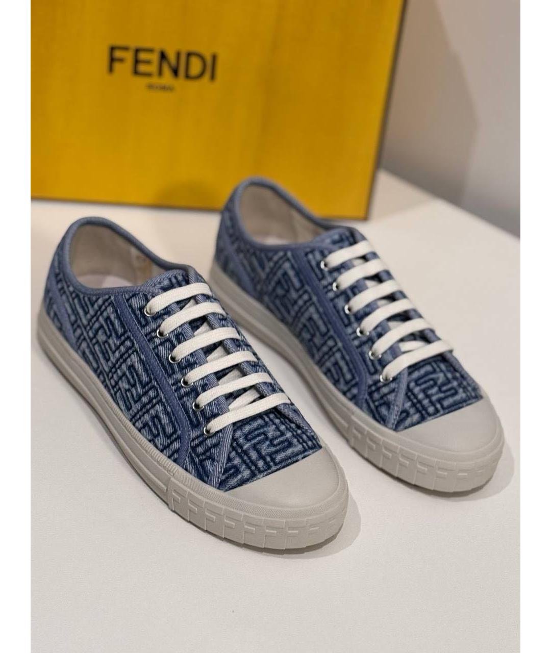FENDI Голубые кеды, фото 4