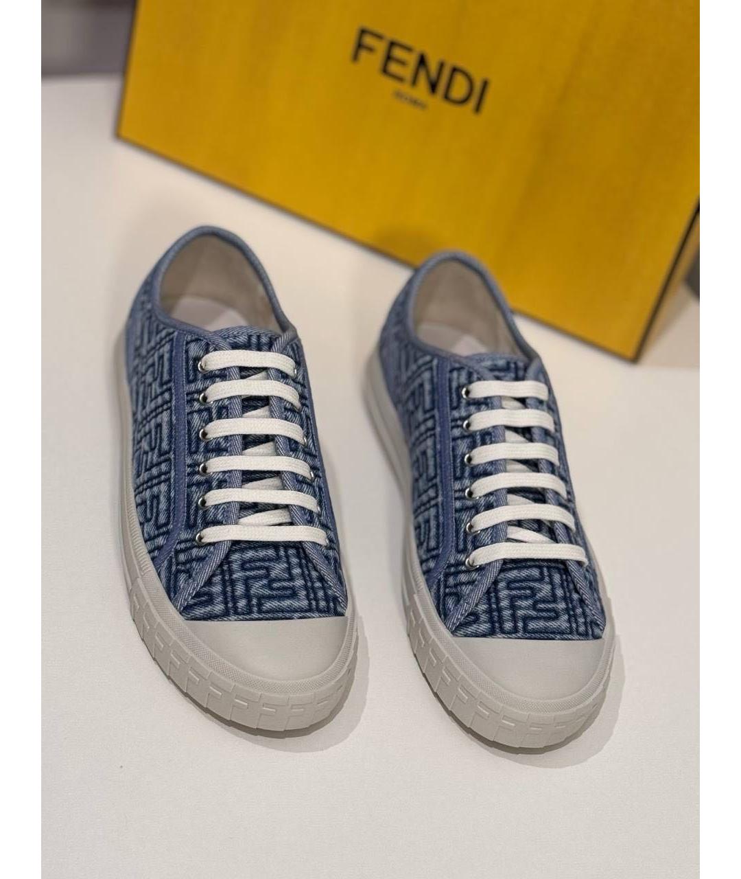 FENDI Голубые кеды, фото 3