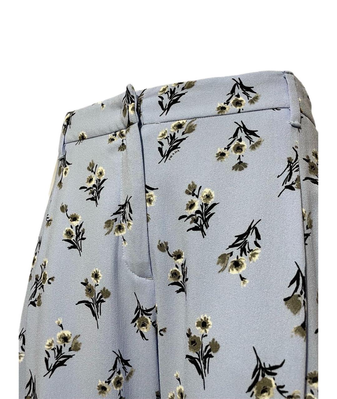 PRADA Голубые вискозные прямые брюки, фото 4