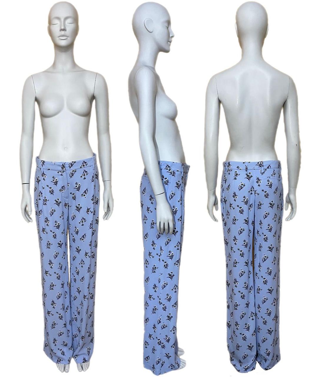 PRADA Голубые вискозные прямые брюки, фото 2