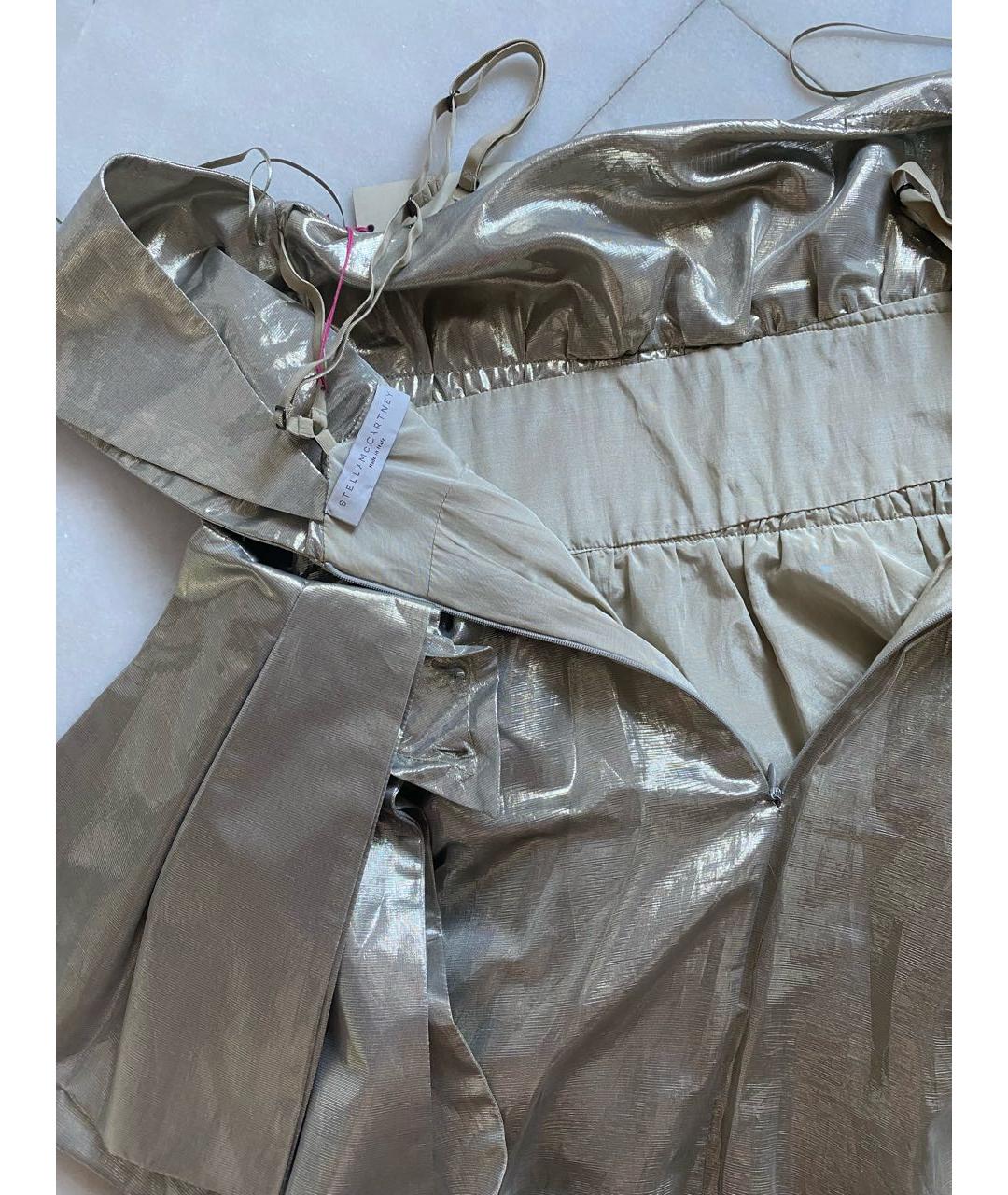 STELLA MCCARTNEY Золотое шелковое коктейльное платье, фото 3