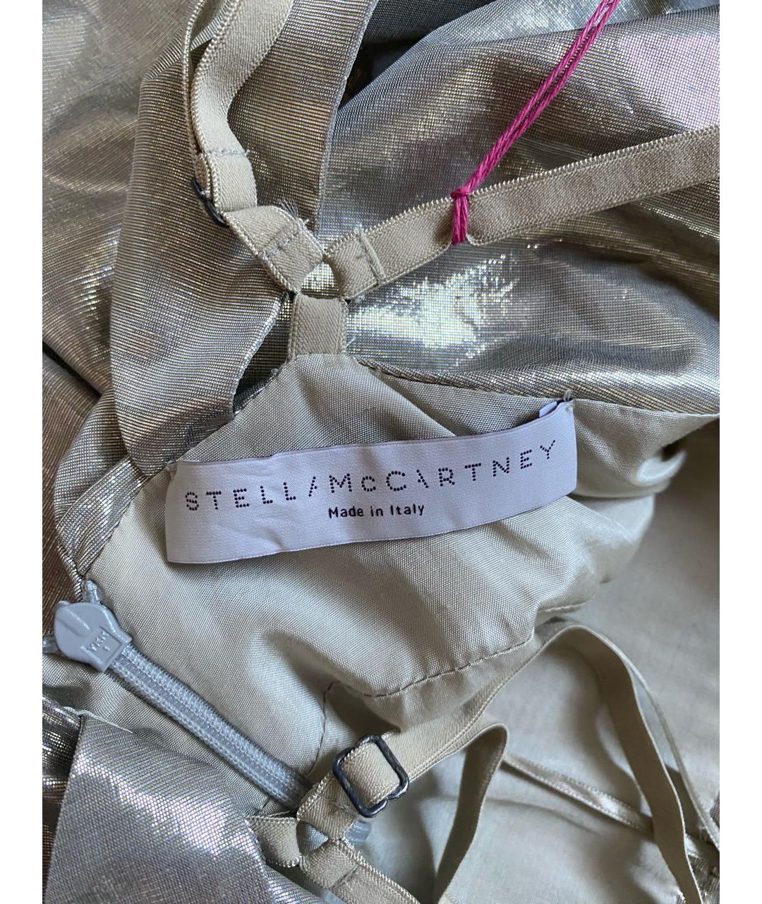 STELLA MCCARTNEY Золотое шелковое коктейльное платье, фото 5