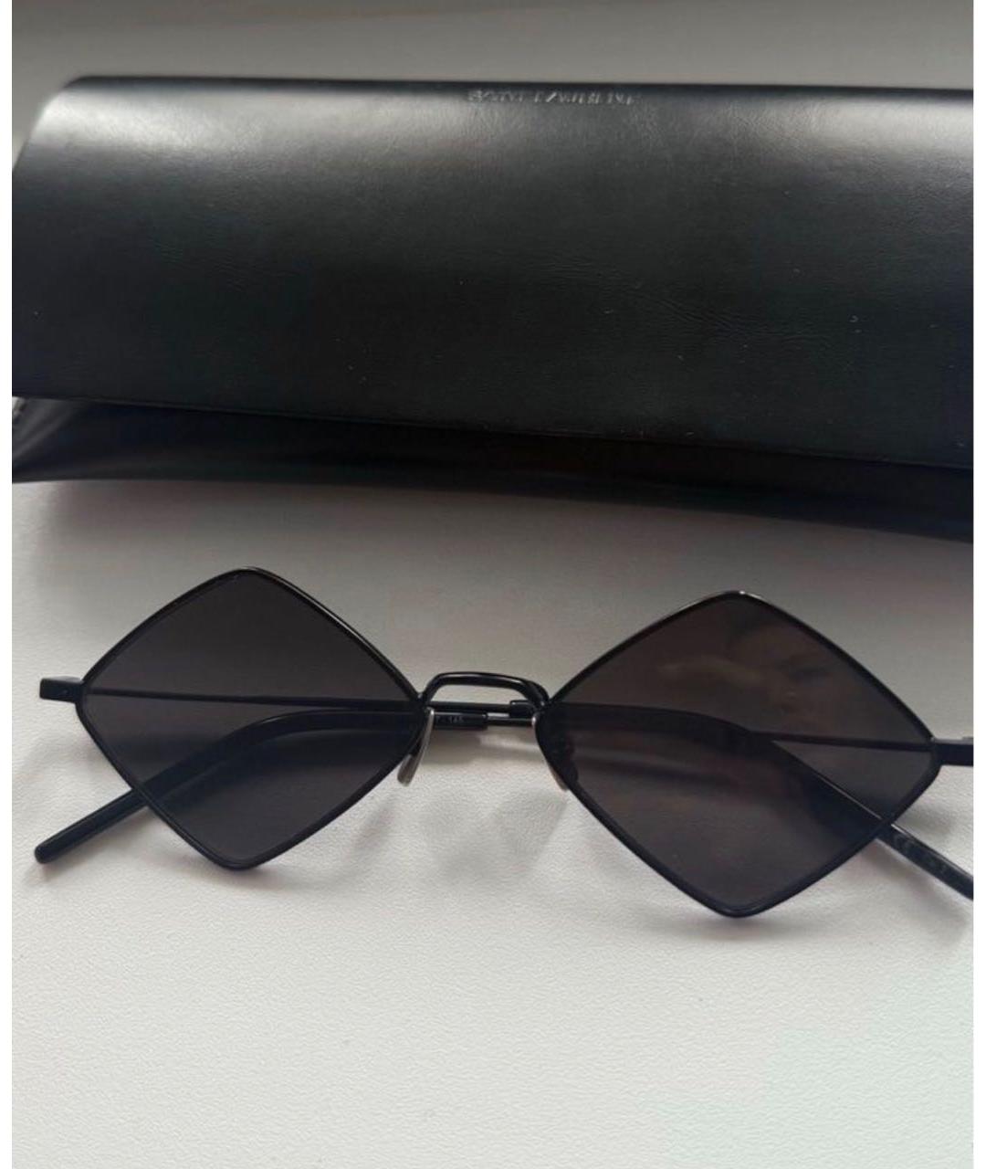 SAINT LAURENT Черные металлические солнцезащитные очки, фото 6