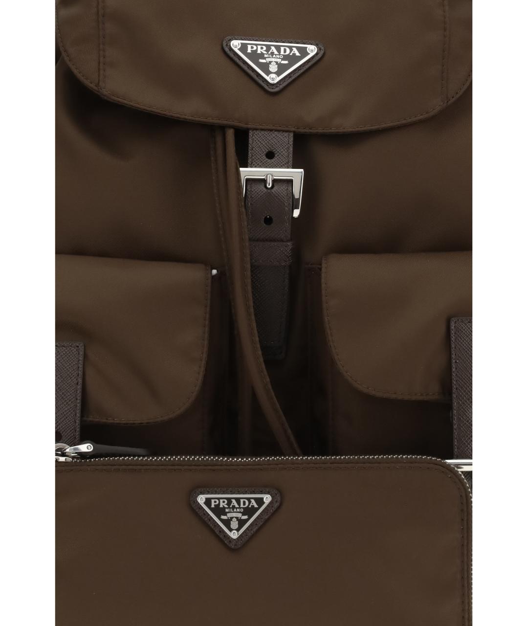 PRADA Коричневый синтетический рюкзак, фото 3