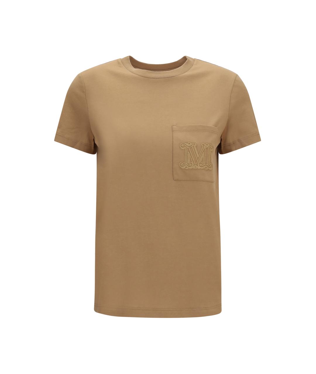 MAX MARA Бежевая хлопковая футболка, фото 1