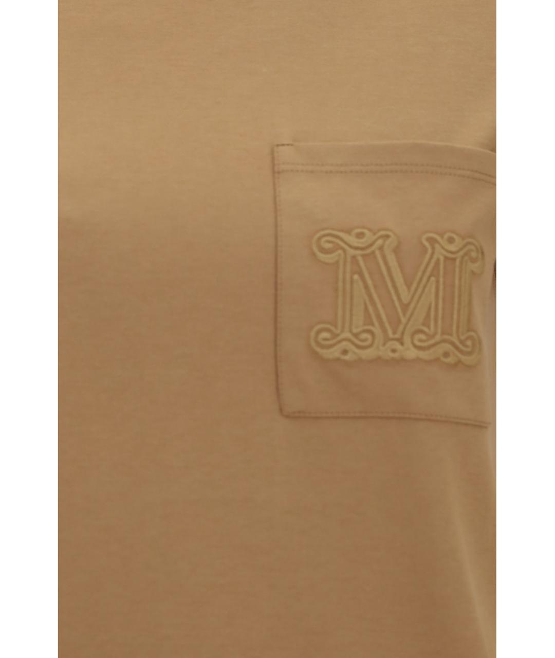 MAX MARA Бежевая хлопковая футболка, фото 3