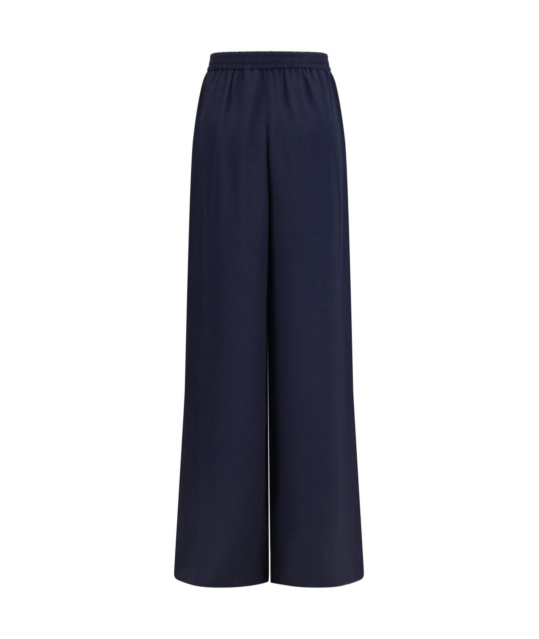 MAX MARA Темно-синие шелковые прямые брюки, фото 2