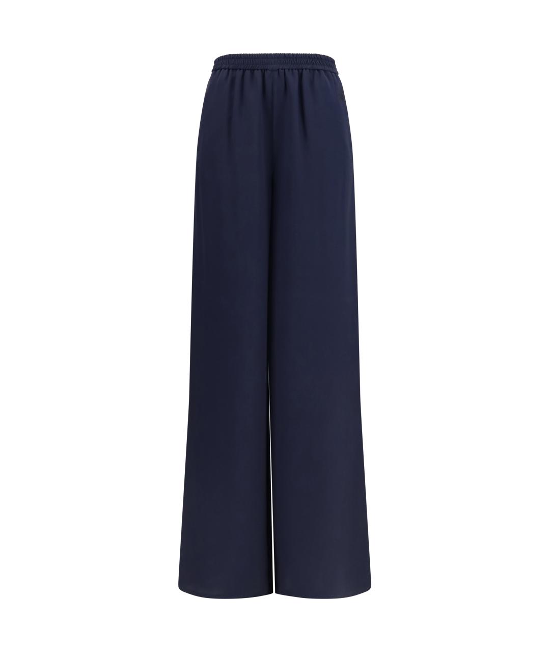 MAX MARA Темно-синие шелковые прямые брюки, фото 1