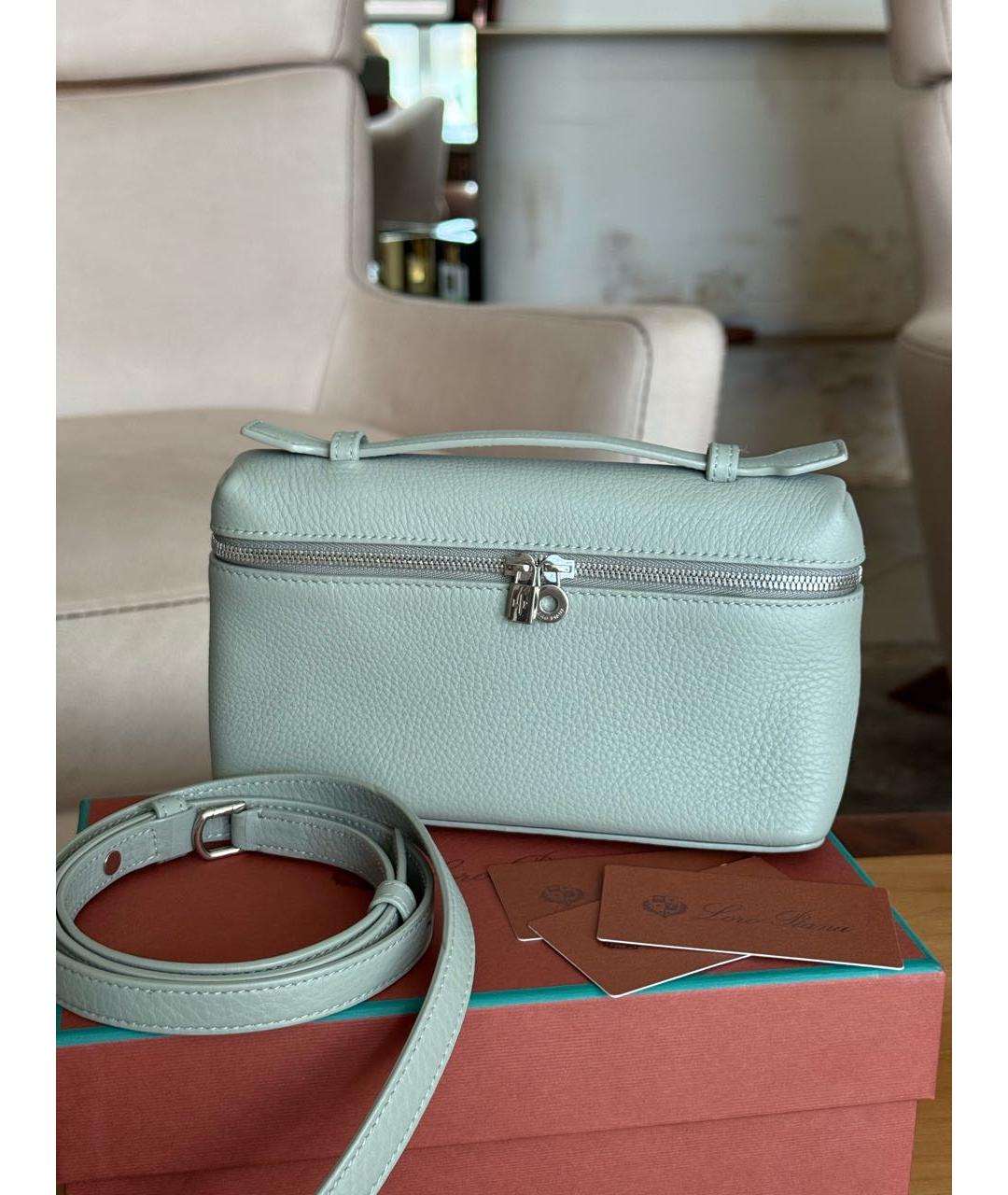 LORO PIANA Голубая кожаная сумка через плечо, фото 2