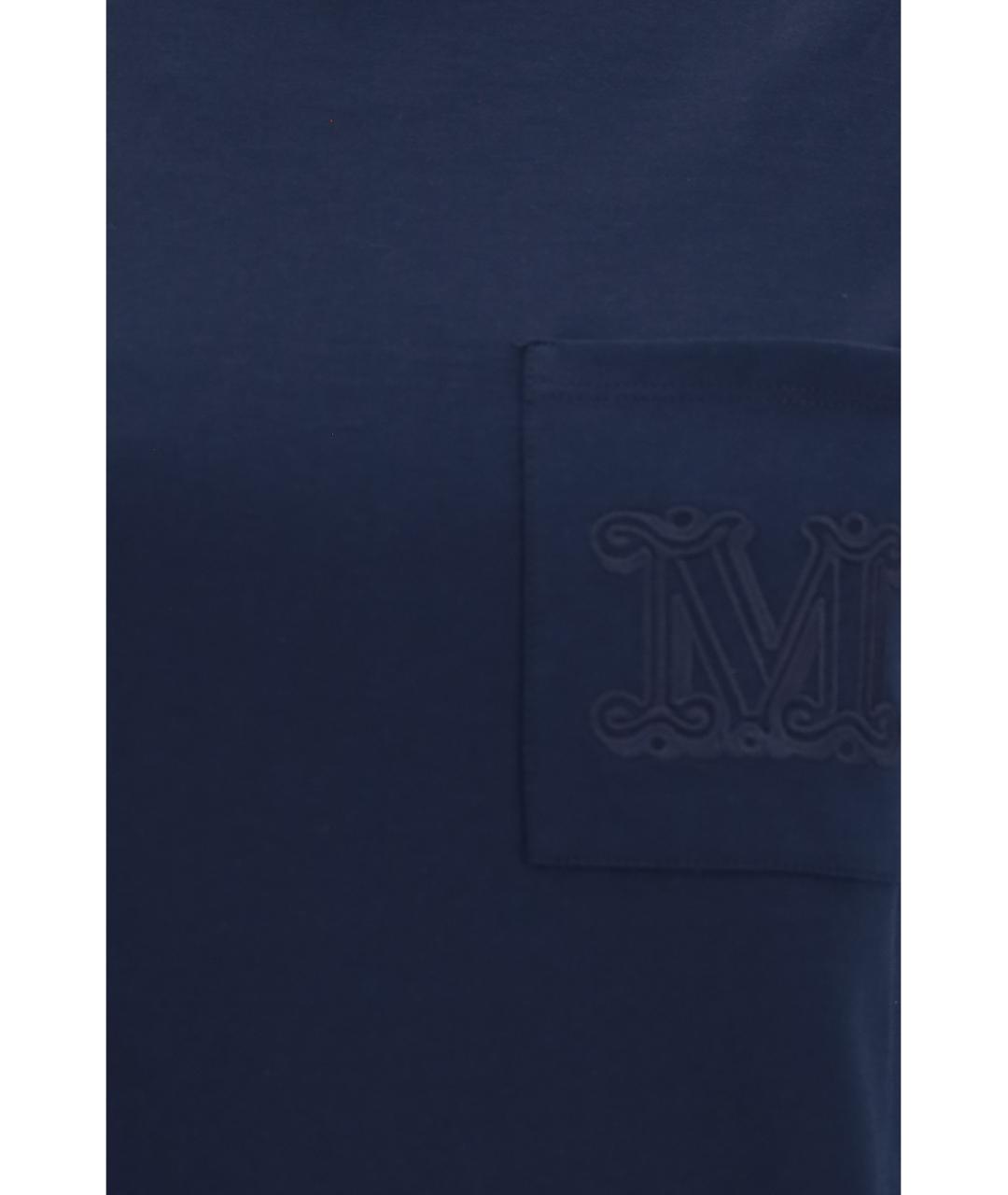 MAX MARA Темно-синяя хлопковая футболка, фото 3
