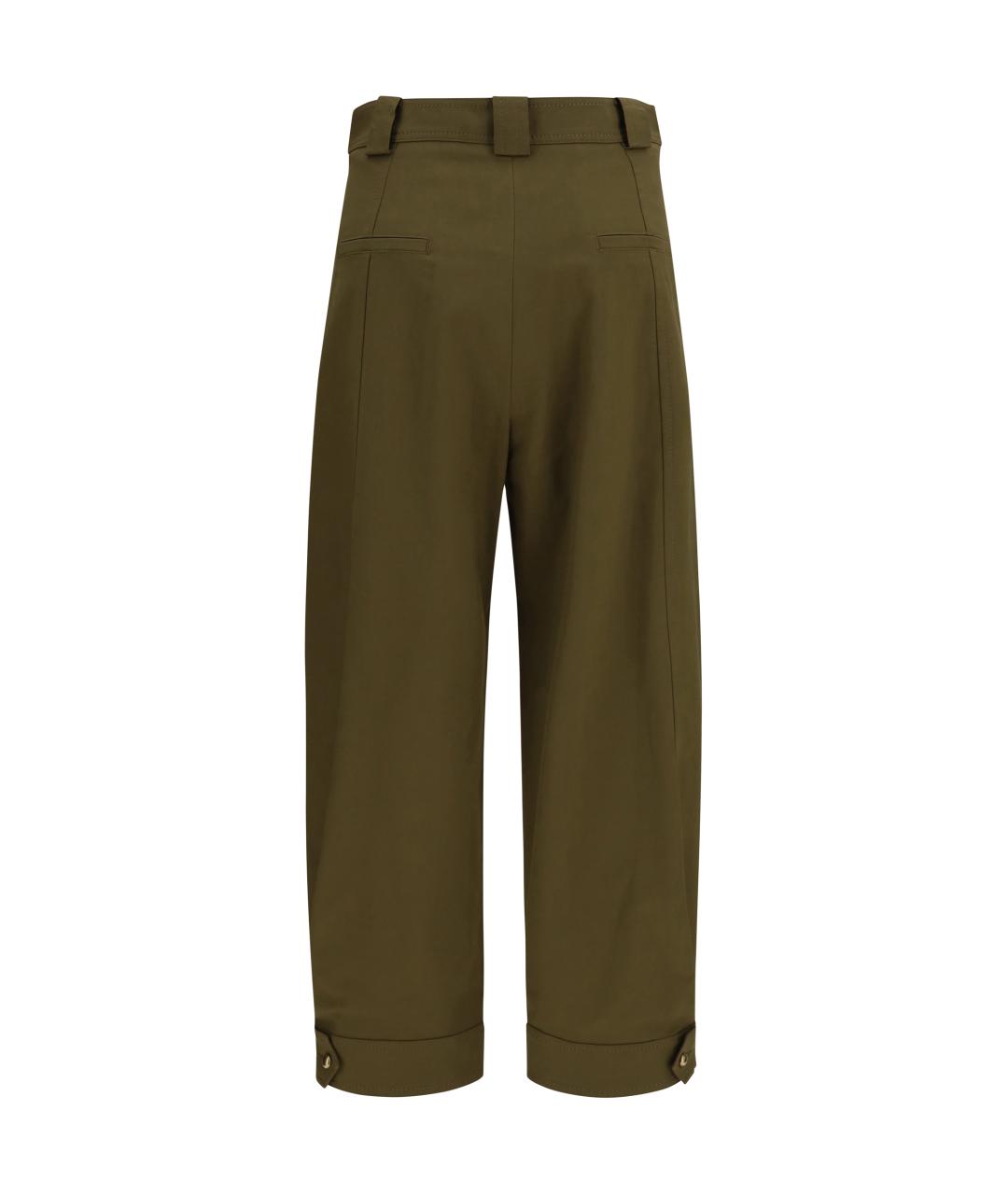 MAX MARA Зеленые хлопковые прямые брюки, фото 2