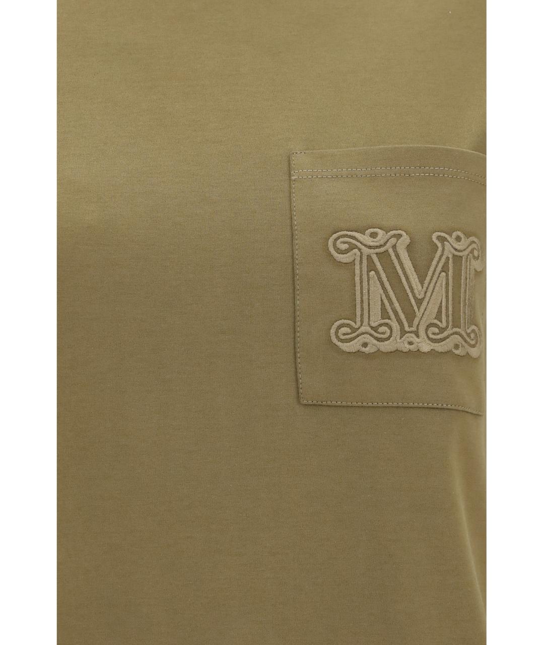 MAX MARA Зеленая хлопковая футболка, фото 3